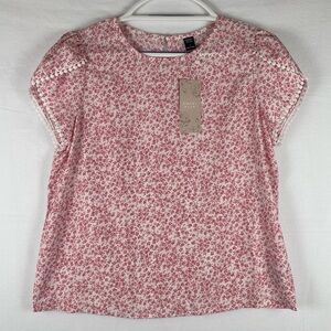 🌺 3/$25 🌺 Emery Rose NWT Pink Floral Top Petal Sleeves Round Neck Womens Lg‎